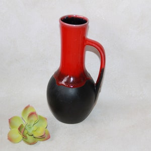 Canadian Pottery Jug Vase Black and Red Pottery image 1