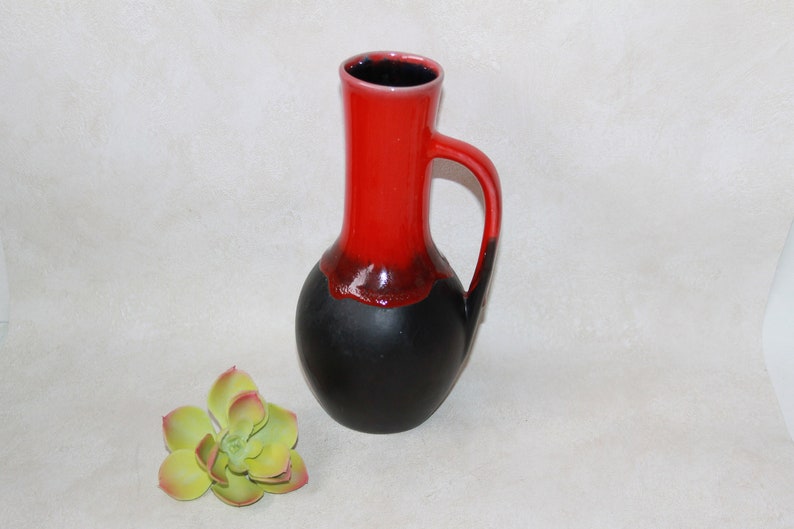 Canadian Pottery Jug Vase Black and Red Pottery image 1