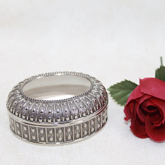 Silver Plate Jewelry Casket - Silver Trinket Box … - image 1