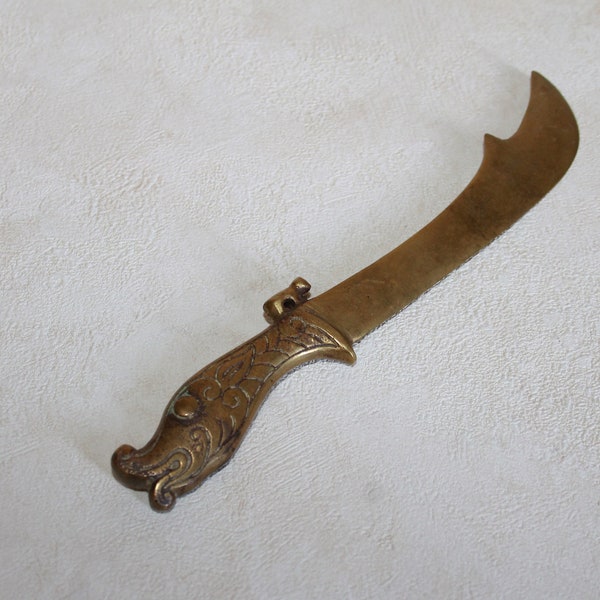 Vintage Brass Koi Letter Opener - Brass Paper Knife Envelope Mail Opener