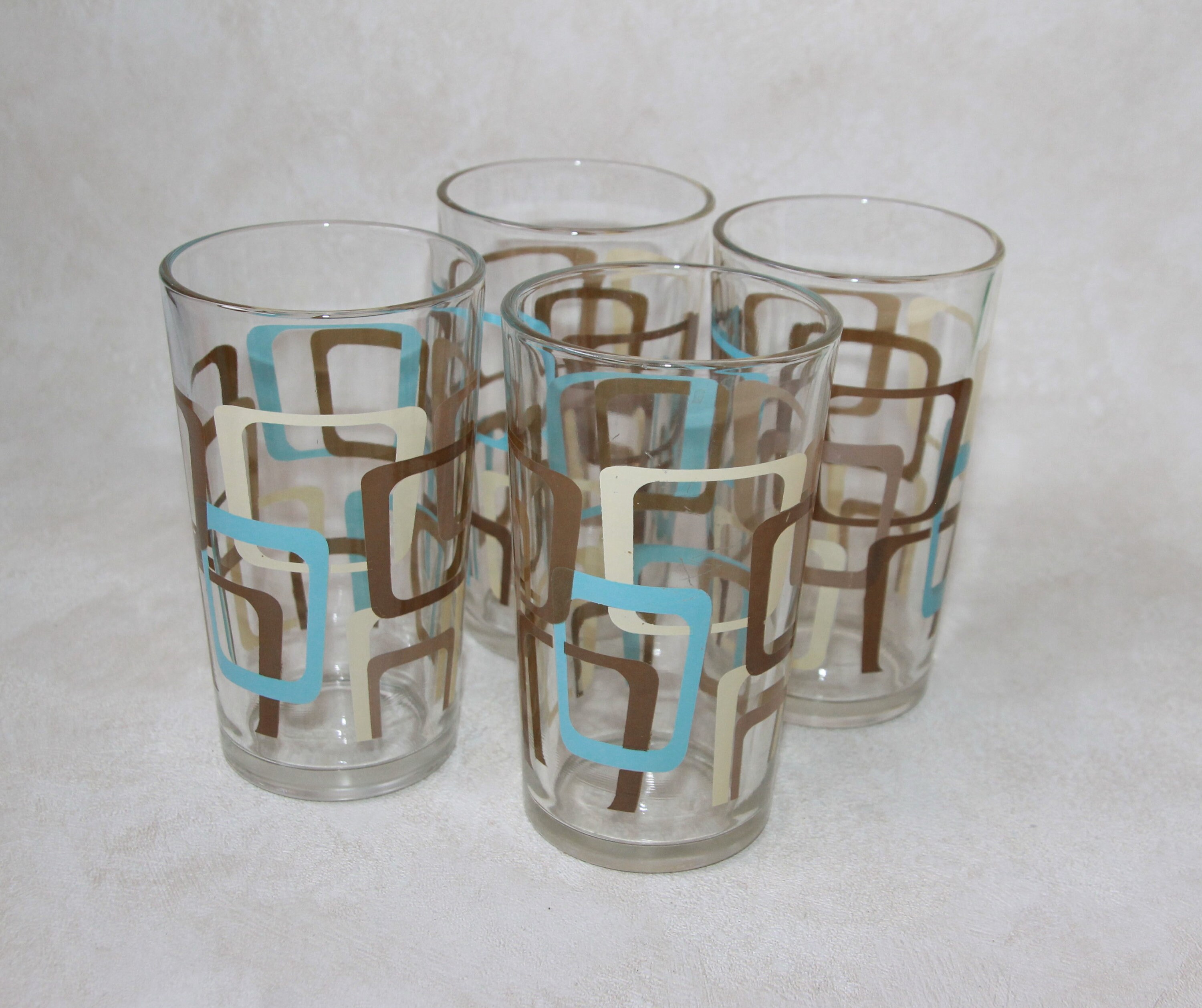 Colored Drinking Glasses,Water Glasses, Set of 4,10 OZ Vintage