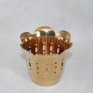 Vintage Brass Tea Light / Votive Candle Holder - Punched / Pierced Brass