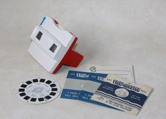 Vintage GAF View-master With Reels Red & White Viewmaster 