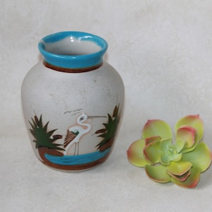 Vase en poterie mexicaine - Art folklorique mexicain en grès peint à la main - CD signé