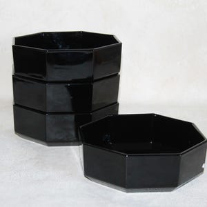 Vintage 1980s Set of Four Arcoroc Black Octime Bowls
