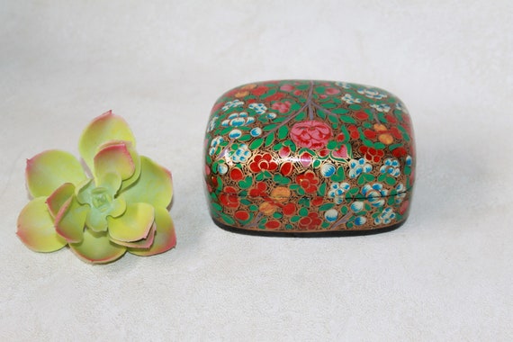 Handmade Paper Mache Trinket Box  - Keepsake Box … - image 1