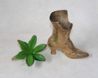 Old Brass Victorian Boot - Brass Boot Bud Vase - Brass Collectible