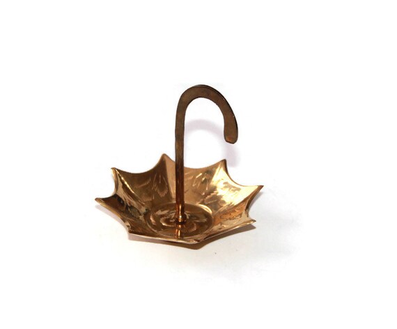 Vintage Brass Umbrella Ring Jewelry Tray - Parasol