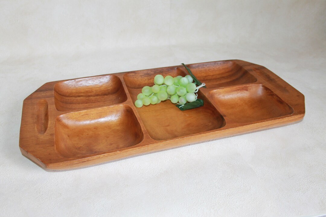 Vintage Teak Wooden Serving Tray Teak Wood Snack Tray Etsy
