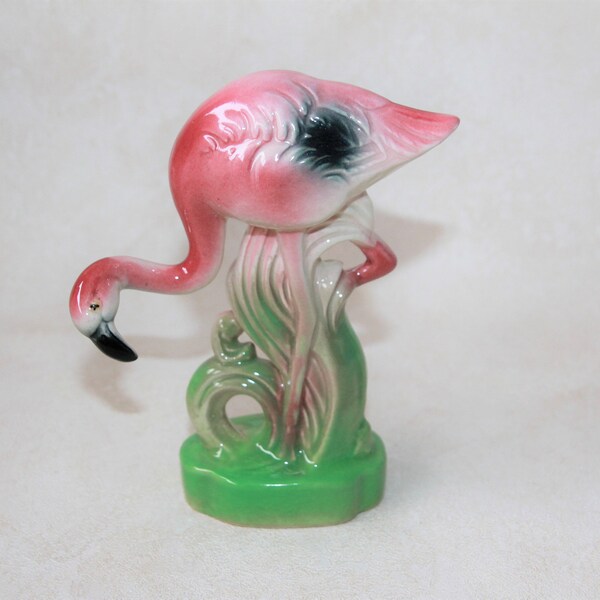 Pink Flamingo Figurine - Leaning Flamingo - Midcentury Décor