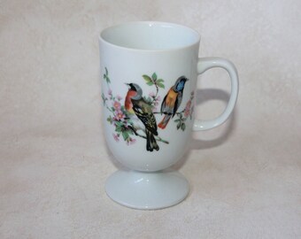 Pedestal Porcelain Mug - Bird Mug - Fancy Coffee Mug