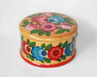 Handpainted in Russian folk style Gorodets Set of Wooden Salt and Pepper Shakers