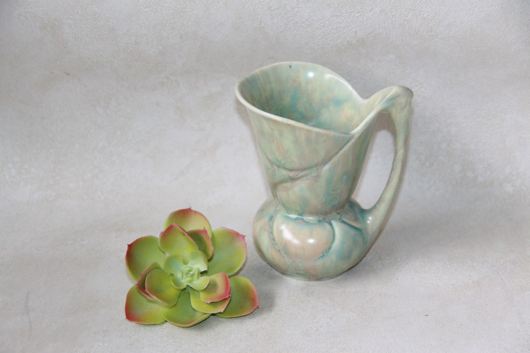 Crown Devon Grounger Green Drip Glaze Pottery Jug / Ewer / Small Milk