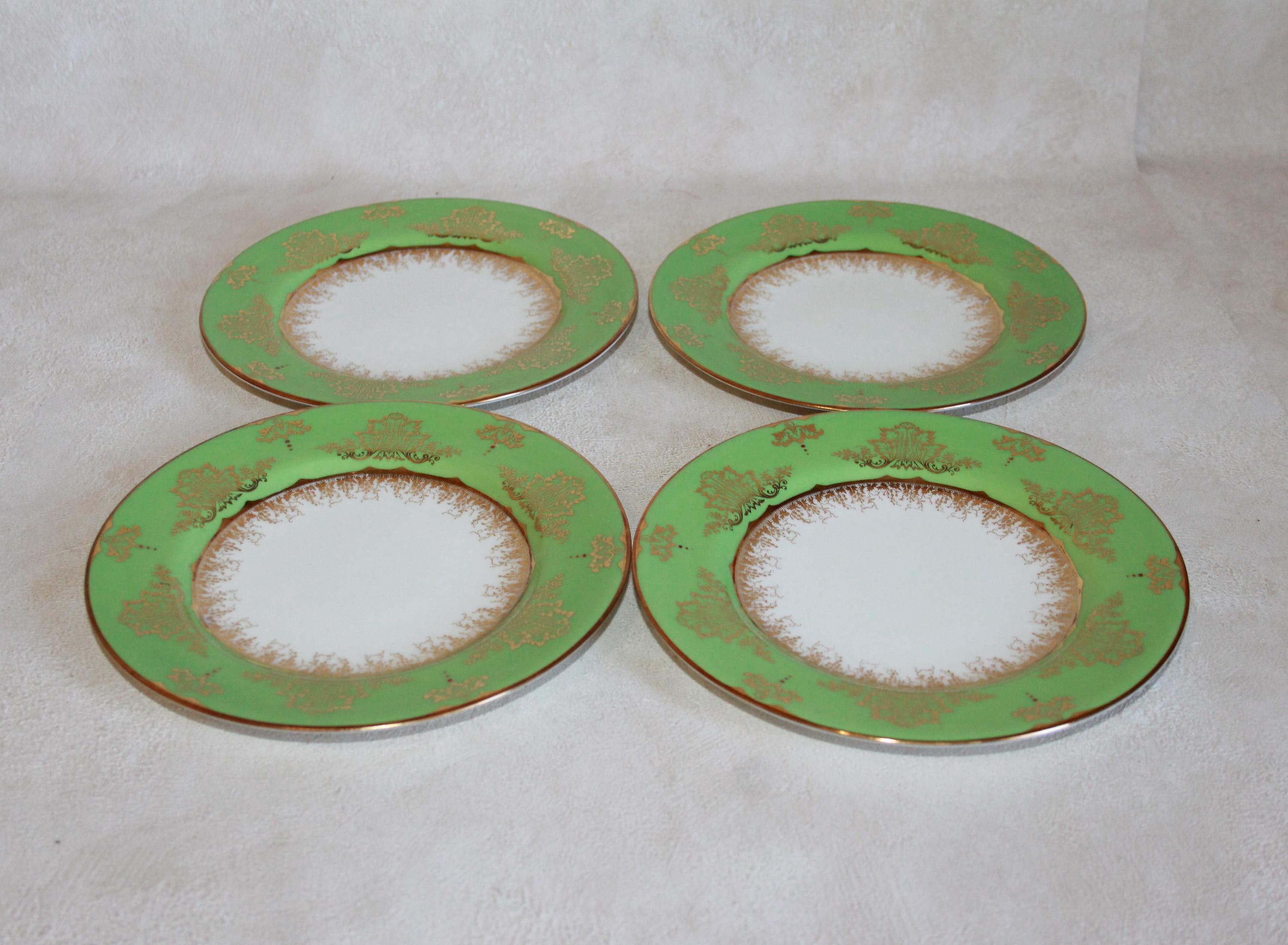 Antique Coalport China Green & Gold #8999 - Choose Set of 4 Antique Coalport China Green & Gold #8999 - Choose Set of 4
