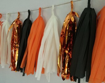 Chicago Bears 20 Tassel Tissue Paper Garland, Bears Football Party Decorations, Orange and Black, Balloon Tassels, Bears Banner, Tissue