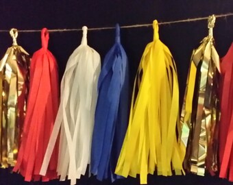 Wonder Woman 20 Tassel Tissue Paper Tassel Garland, Superhero, Superman, Spider Man, Birthday Party, Wedding Decoration, Red, Balloon Tassel