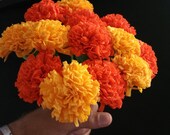 12 Marigolds Crepe Paper Flowers, Day of the Dead, Dia de Los Muertos, Yellow, Orange, Mexican Flowers, Wedding, Baby Shower, Halloween