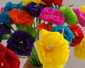 100 Mexican Paper Flowers, Cinco de Mayo, Crepe Paper Flowers, Dia de Los Muertos, Fiesta Decorations, Altar Flowers, Day of the Dead, Luau