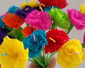 Cinco de Mayo, 12 Crepe Paper Flowers, Dia de Los Muertos, Day of the Dead Mexican Flowers, Fiesta Decorations, Altar Flowers, Luau