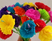 Day of the Dead, 12 Crepe Paper Flowers, Dia de Los Muertos, Mexican Flowers, Fiesta Decorations, Altar Flowers, Cinco de Mayo, Luau