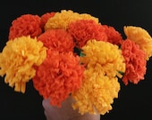100 Marigolds Crepe Paper Flowers, Day of the Dead, Dia de Los Muertos, Mexican Flower, Orange Yellow, Wedding, Cinco de Mayo, Paper Flowers