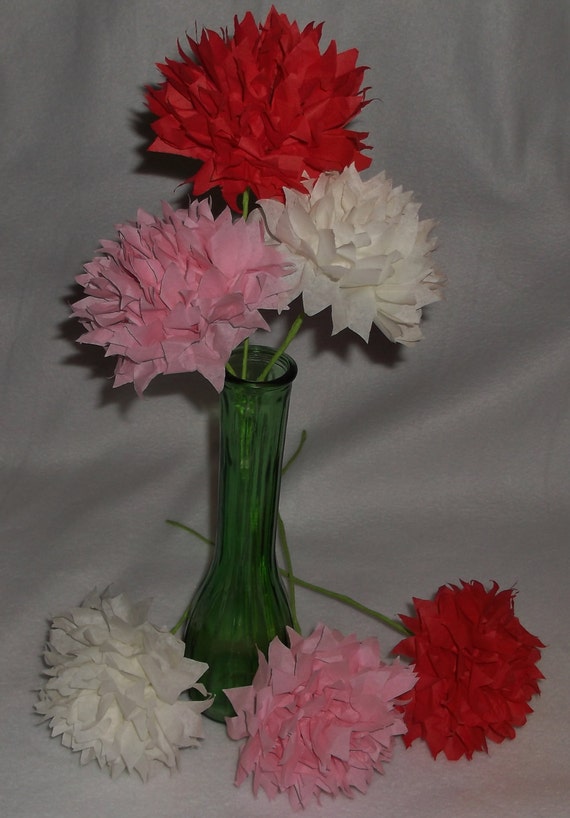 100 Chacun 12 Longue Tige Rouge Fleur Rose Bouquet Fleurs En Papier Papier Pompons Fleurs De Papier De Soie Papier De Soie Poms Décorations De