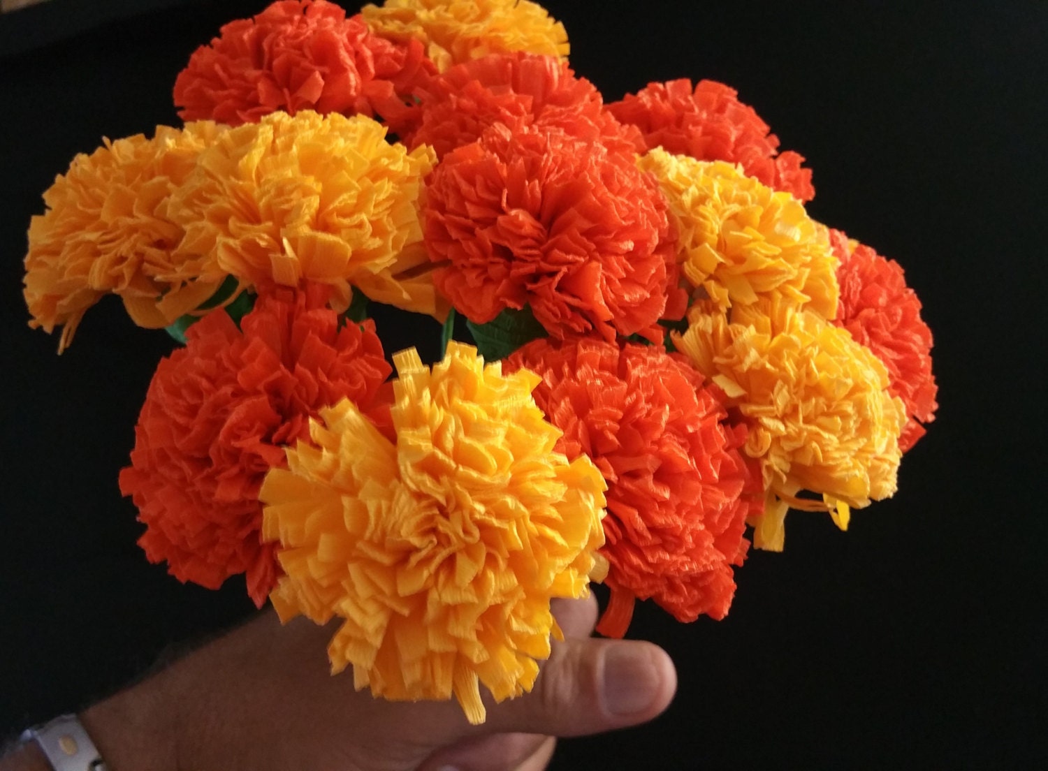 Day of the Dead 12 Marigolds Crepe Paper Flowers Dia De Los Etsy
