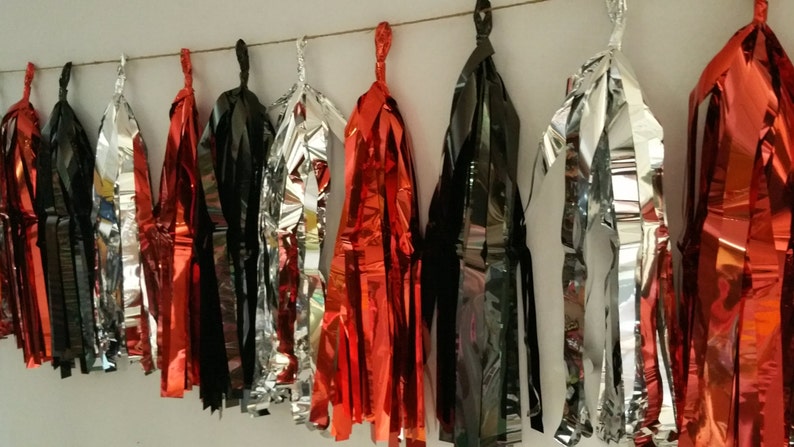 Falcons Football Banner ONLY 14.50 Red Black Football Decorations Superbowl 10 Tassel Atlanta Falcons Tissue Paper Garland Streamers