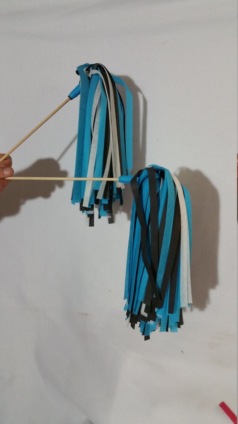 Turquoise and Black Panthers Party Streamers 10 Cheerleader Pom Pom Shakers Carolina Panthers Football Party Decorations