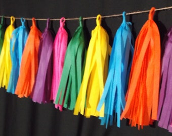 FAST SHIPPING 20 Tassel Cinco De Mayo Tissue Paper Garland, Fiesta, Birthday Decoration, Mexican Decoration, Fringe, Balloon Tassels