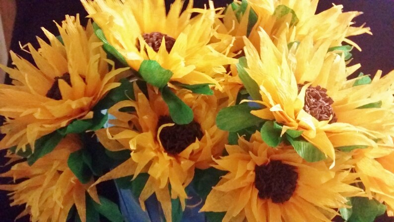 Halloween 12 Crepe Paper Sunflowers Yellow Thanksgiving Wedding Orange Reception Mexican Flowers Poms Paper Flower Fall