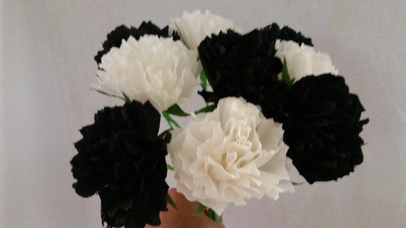 Wedding Flowers Mexican Flowers Tissue Paper Poms Party Decoration 12 Black and White Crepe Paper Peony Flowers Over The Hill Peonies