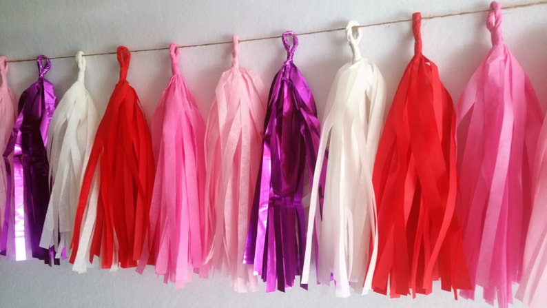 10 Tassel Red Valentine/'s Tissue Paper Garland ONLY 14.50 Birthday Party Decorations Love Valentine/'s Banner Red Hearts Decorations