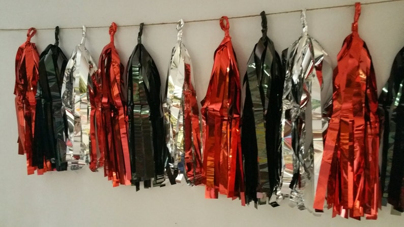Falcons Football Banner ONLY 14.50 Red Black Football Decorations Superbowl 10 Tassel Atlanta Falcons Tissue Paper Garland Streamers