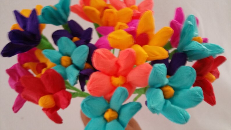 Altar Flowers Fiesta Decorations Dia de Los Muertos 100 Crepe Paper Flowers Luau Cinco de Mayo Day of the Dead Mexican Flowers