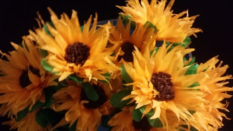 Halloween 12 Crepe Paper Sunflowers Yellow Thanksgiving Wedding Orange Reception Mexican Flowers Poms Paper Flower Fall