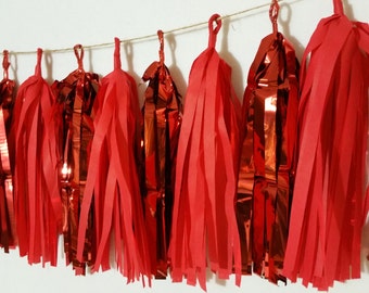Only 14.50, 10 Tassel Red Valentines Tissue Paper Garland, Chinese Decoration, Red Decorations, Valentine's, Party Decorations