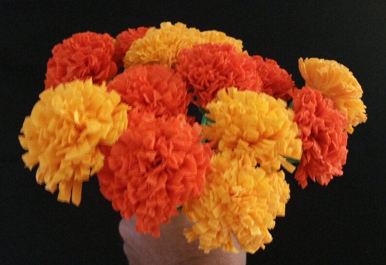 24 Marigolds Crepe Paper Flowers Day of the Dead Dia De Los Etsy
