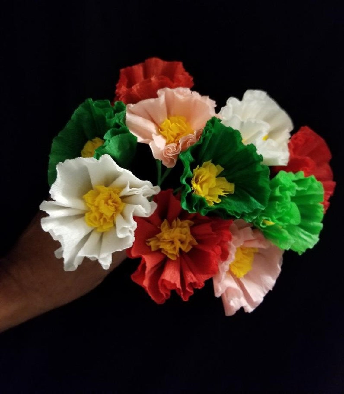 Christmas 10 Crepe Paper Poppies Red Green Cinco de Mayo Etsy