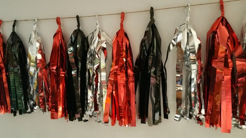 Falcons Football Banner ONLY 14.50 Red Black Football Decorations Superbowl 10 Tassel Atlanta Falcons Tissue Paper Garland Streamers