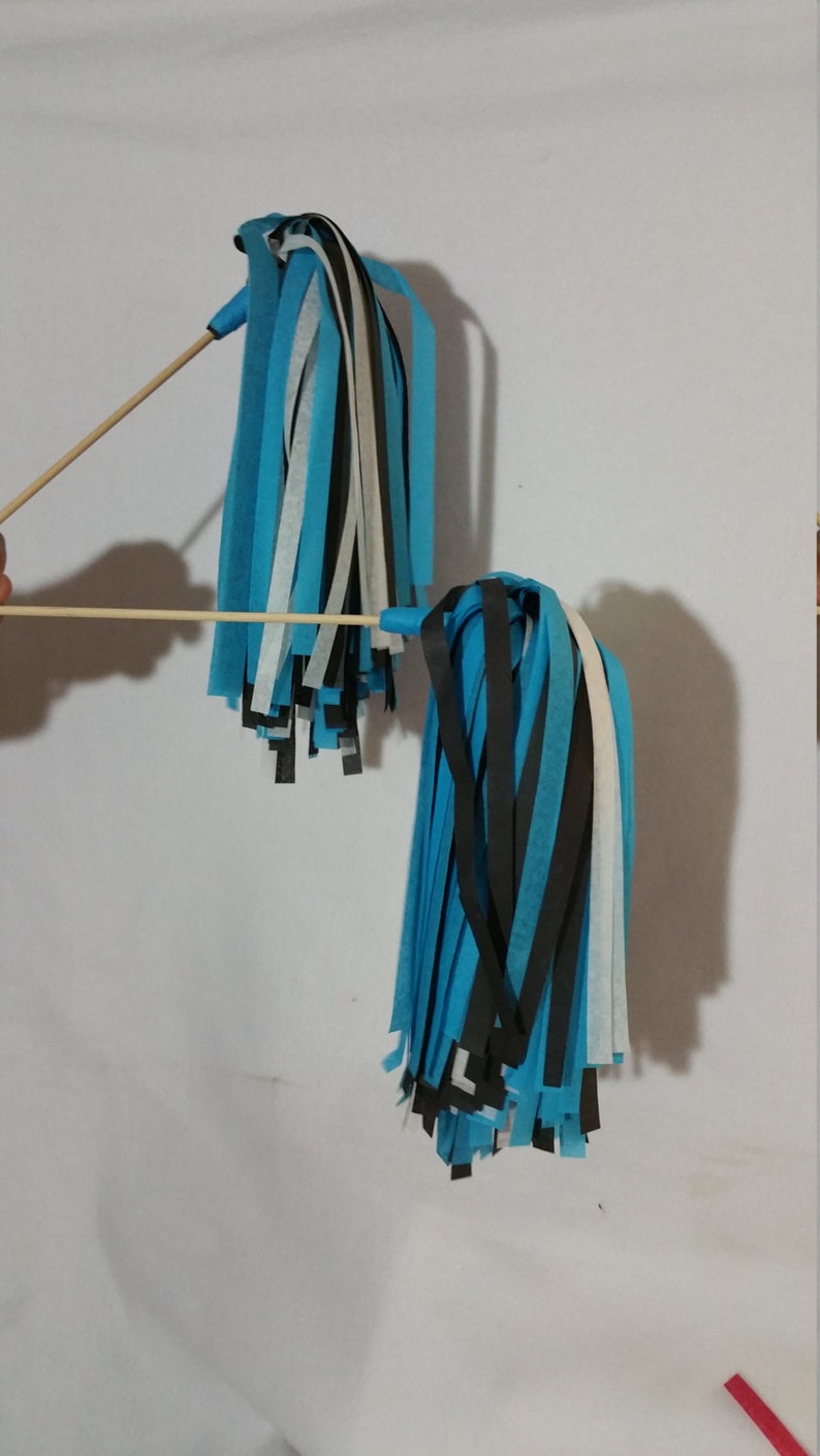 Turquoise and Black Panthers Party Streamers 10 Cheerleader Pom Pom Shakers Carolina Panthers Football Party Decorations