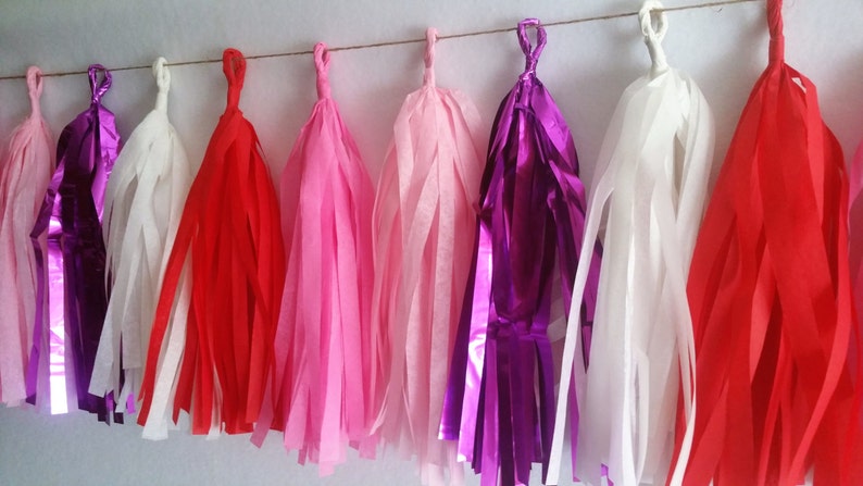 10 Tassel Red Valentine/'s Tissue Paper Garland ONLY 14.50 Birthday Party Decorations Love Valentine/'s Banner Red Hearts Decorations