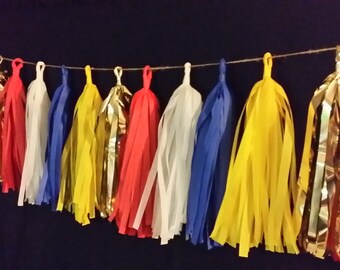 Wonder Woman 20 Tassel Tissue Paper Tassel Garland, Superhero, Superman, Spider Man, Birthday Party, Wedding Decoration, Red, Balloon Tassel