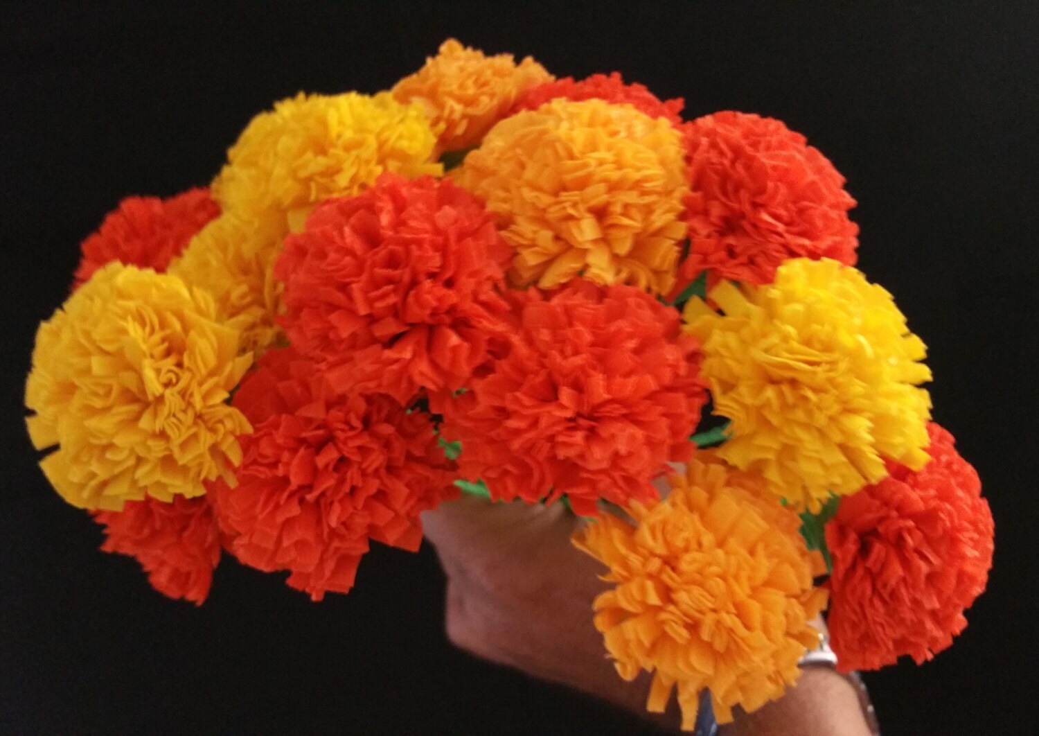50 Marigolds Crepe Paper Flowers, Day of the Dead, Dia de Los Muertos