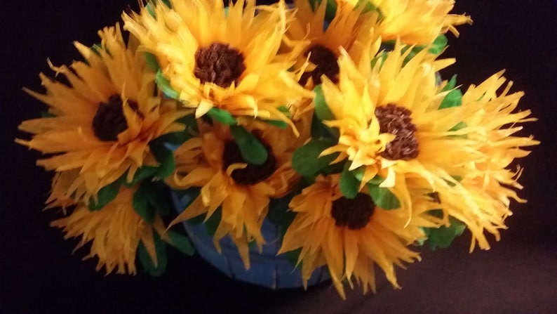 Halloween 12 Crepe Paper Sunflowers Yellow Thanksgiving Wedding Orange Reception Mexican Flowers Poms Paper Flower Fall