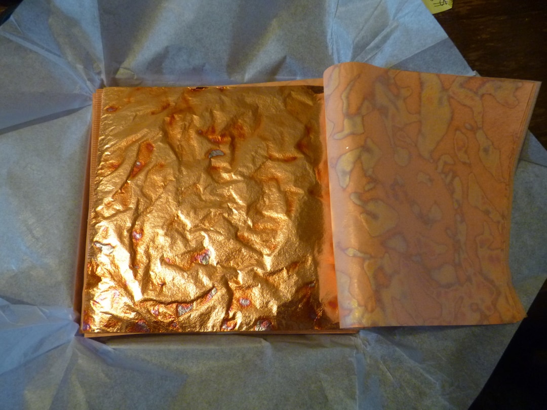 Variegated Pure Copper Leaf Sheets 25 Sheets Red & Blue Variations 14
