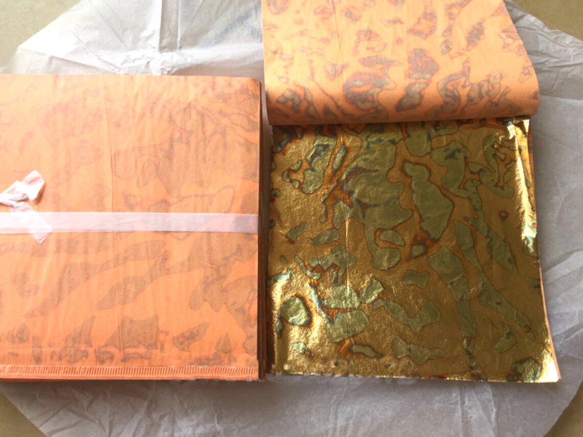 Variegated Gold Leaf 50 Sheets Red & Blue Variations 14 Etsy