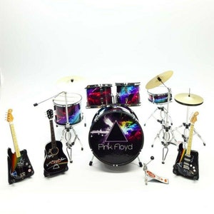 Pink Floyd Miniature Drum And Guitar Instrument Set - Realistic 1:6 Set - NEW