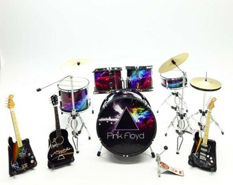 Pink Floyd Miniature Drum And Guitar Instrument Set - Realistic 1:6 Set - NEW