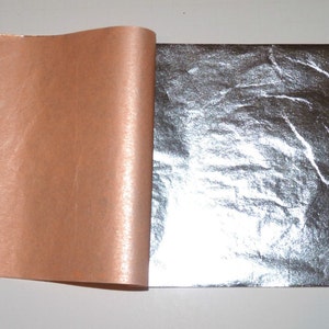 Zusammensetzung Silber Blatt Blatt - 25 Blätter - 14 x 14 cm (5 1/2 x 5 1/2") - für die Vergoldung - Art Arbeit